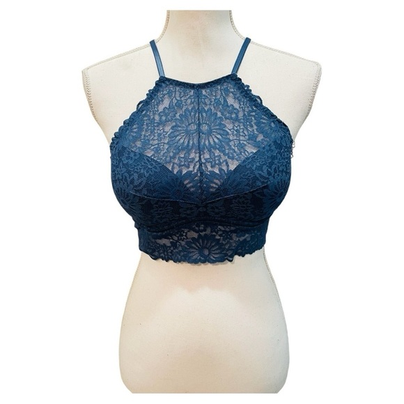 PINK Victoria’s Secret Blue Lace Bralette Small - Picture 2 of 7
